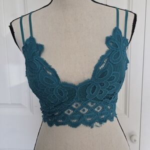 Free People Adella Style Lace Bralette in Teal
